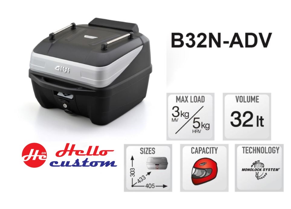 GIVI B32N ADV BOLD 32L MONOLOCK TOP CASE FOR ALL BIKE