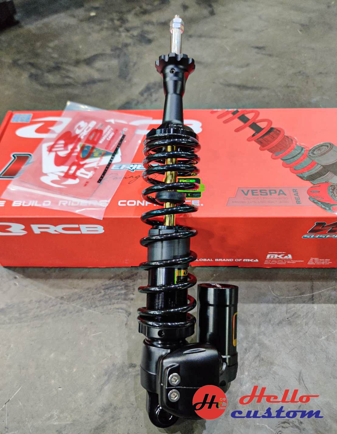 Rear Shock Absorbers RCB VR Series 370mm. (Black) For Vespa Primavera & Sprint 