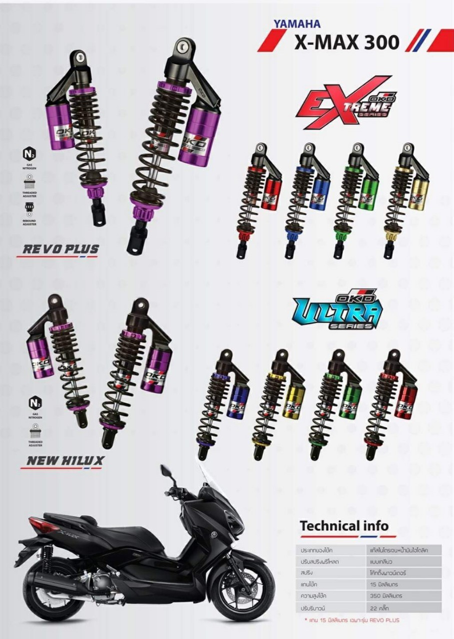 Rear Shock Absorber Extreme Series OKD REVO PLUS  For Yamaha Xmax 300-BLUE